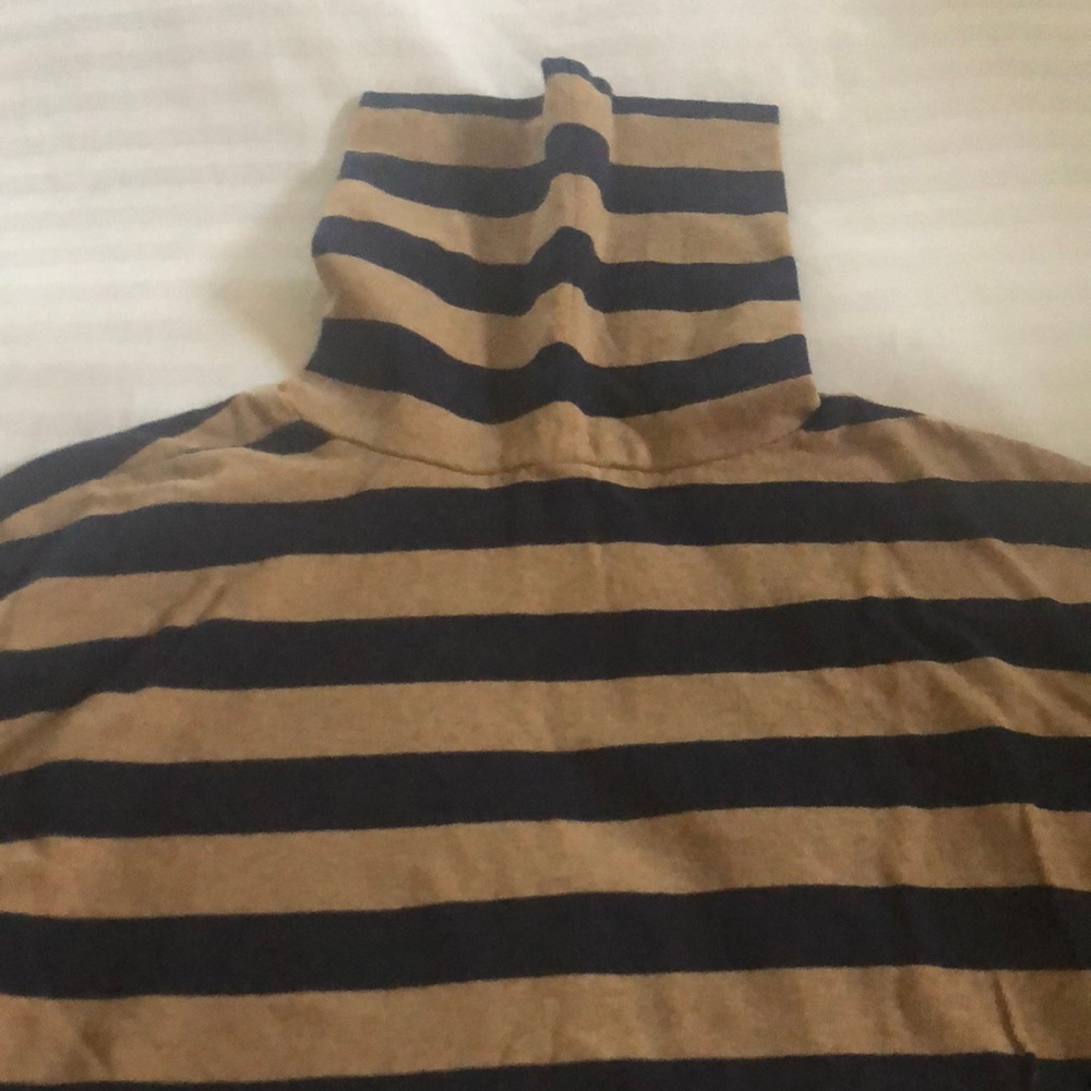 JCrew Blue and Gold Striped Turtleneck Size Small